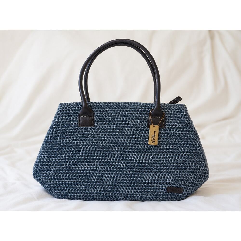 Vintage Y2K The Sak Elliott Lucca Blue Crochet Knit Shoulder Bag  Boho